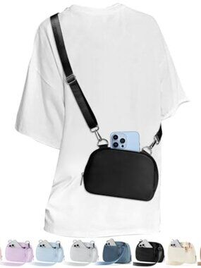 Small Crossbody Sling Bag for Women and Men - Adjustable Nylon Phone Purse